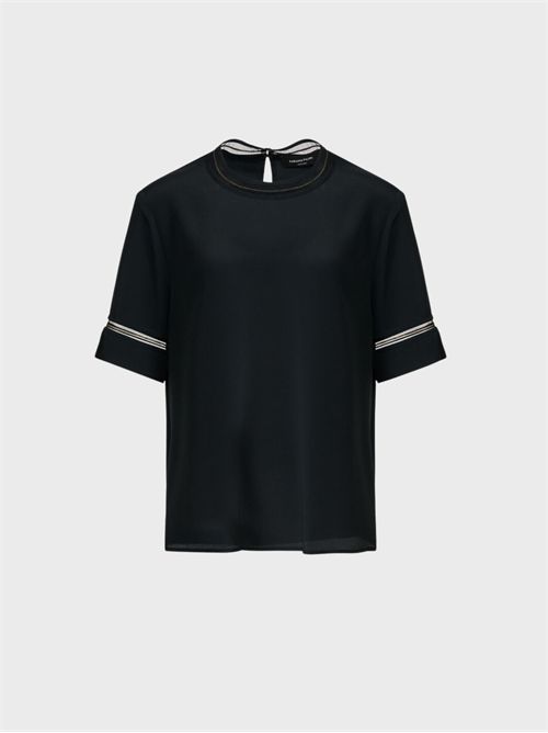 Short-sleeved silk-blend crêpe de Chine top FABIANA FILIPPI | TPD226F289L775825